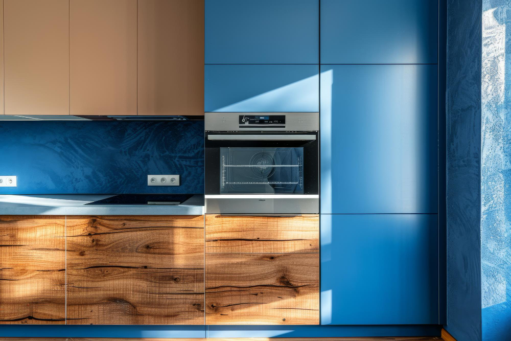 Découvrir l'harmonie entre le bleu pastel et le bois dans votre cuisine